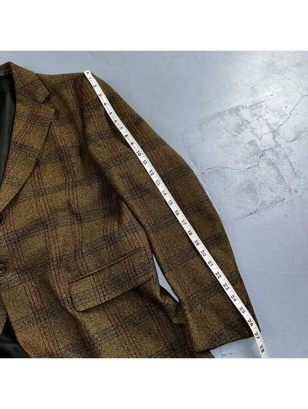 VTG Mens Suit 42 Jacket Sport Coat Rockabilly 80s 70s Wool Stripe Brown Short